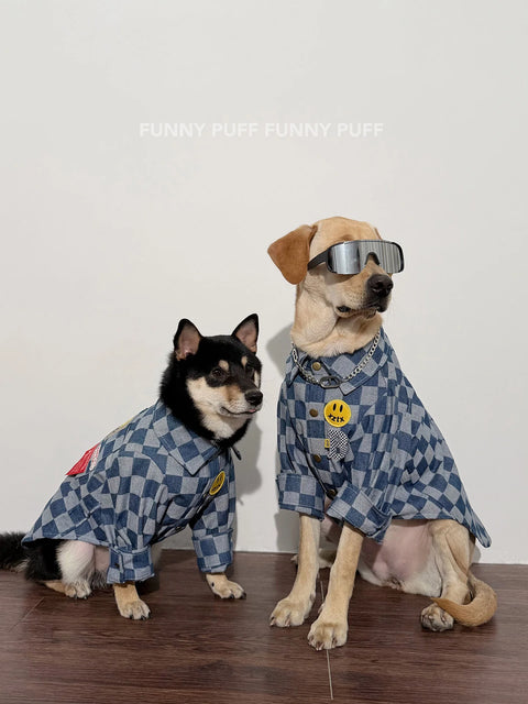 Denim Shirt cowboy Pet Shirt Big Dog Clothes for Large Medium Dog