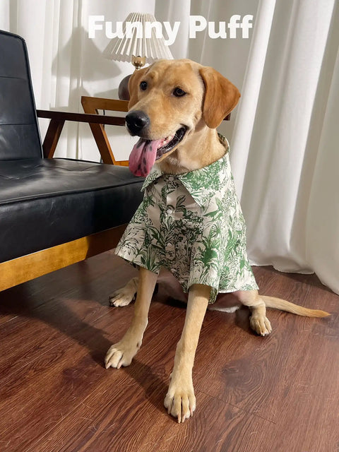 Green Hawaiian Beach Pet Shirt Big Dog Clothes for Large Medium Dog