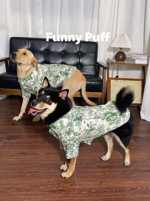 Green Hawaiian Beach Pet Shirt Big Dog Clothes for Large Medium Dog