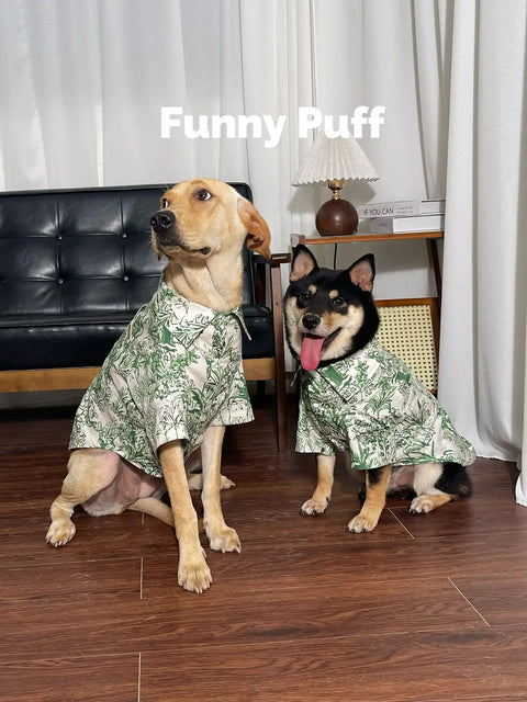 Green Hawaiian Beach Pet Shirt Big Dog Clothes for Large Medium Dog