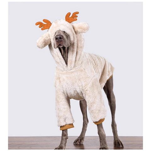 Medium Large Dog Clothing Christmas Elk Shape Coral Fleece Hoodie Winter Dog Cloth