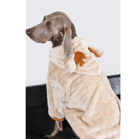 Medium Large Dog Clothing Christmas Elk Shape Coral Fleece Hoodie Winter Dog Cloth