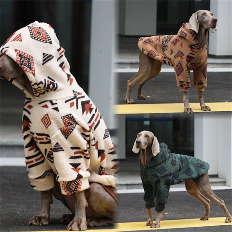 Quilted Fleece Pattern Hoodie for Big Dogs Winter Warm Coat