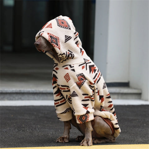 Quilted Fleece Pattern Hoodie for Big Dogs Winter Warm Coat