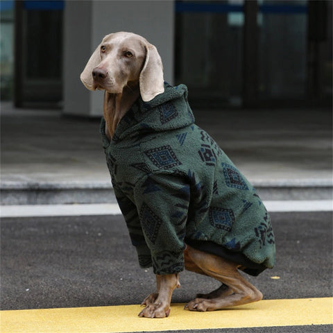 Quilted Fleece Pattern Hoodie for Big Dogs Winter Warm Coat
