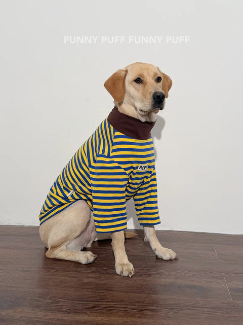 Yellow Striped Soft Cotton Big Dog Clothes for Large Medium Dog