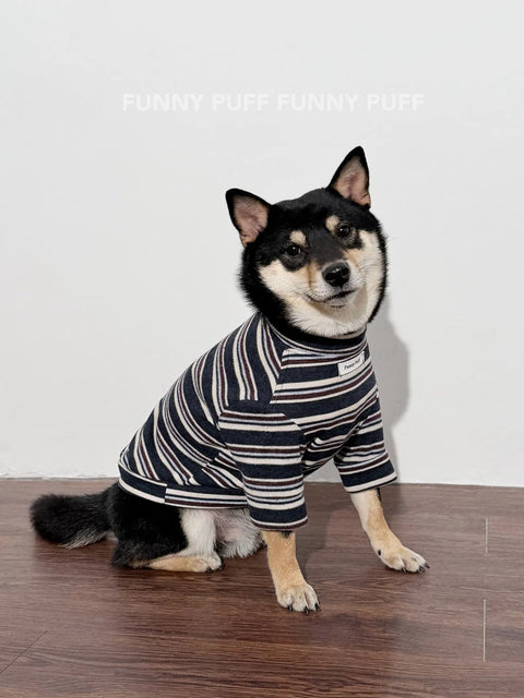 Blue Striped Dog Sweater  for Medium, Large Dogs