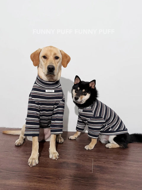 Blue Striped Dog Sweater  for Medium, Large Dogs