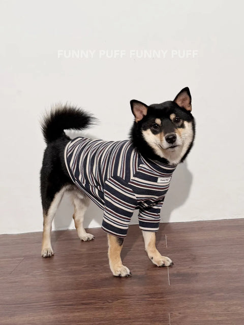 Blue Striped Dog Sweater  for Medium, Large Dogs