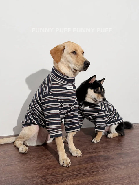 Blue Striped Dog Sweater  for Medium, Large Dogs