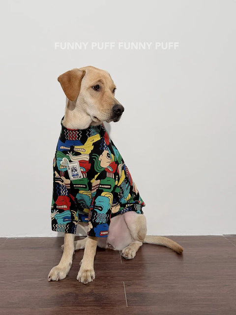 Pattern Design Soft Cotton Sweater Shirt Dog Clothes for Medium, Large Dogs