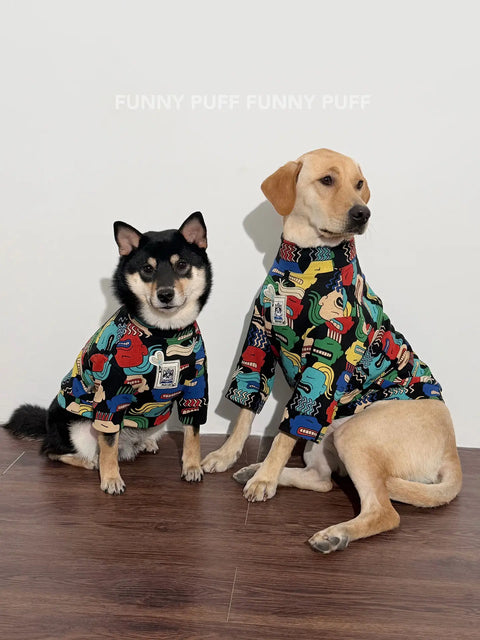 Pattern Design Soft Cotton Sweater Shirt Dog Clothes for Medium, Large Dogs