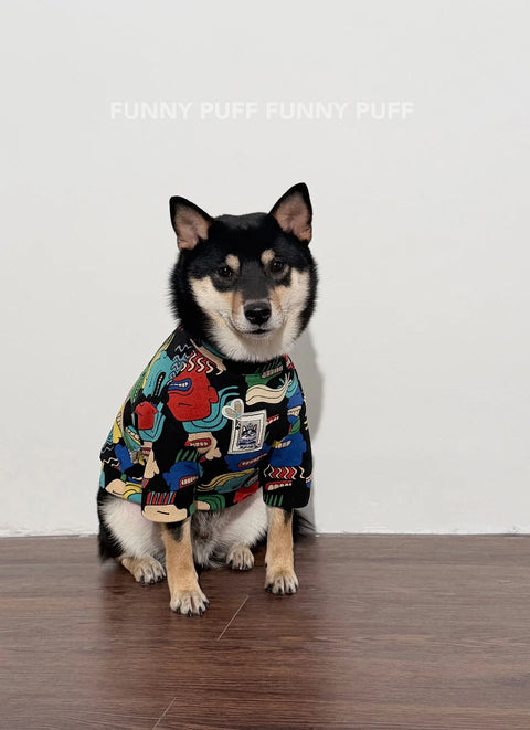 Pattern Design Soft Cotton Sweater Shirt Dog Clothes for Medium, Large Dogs